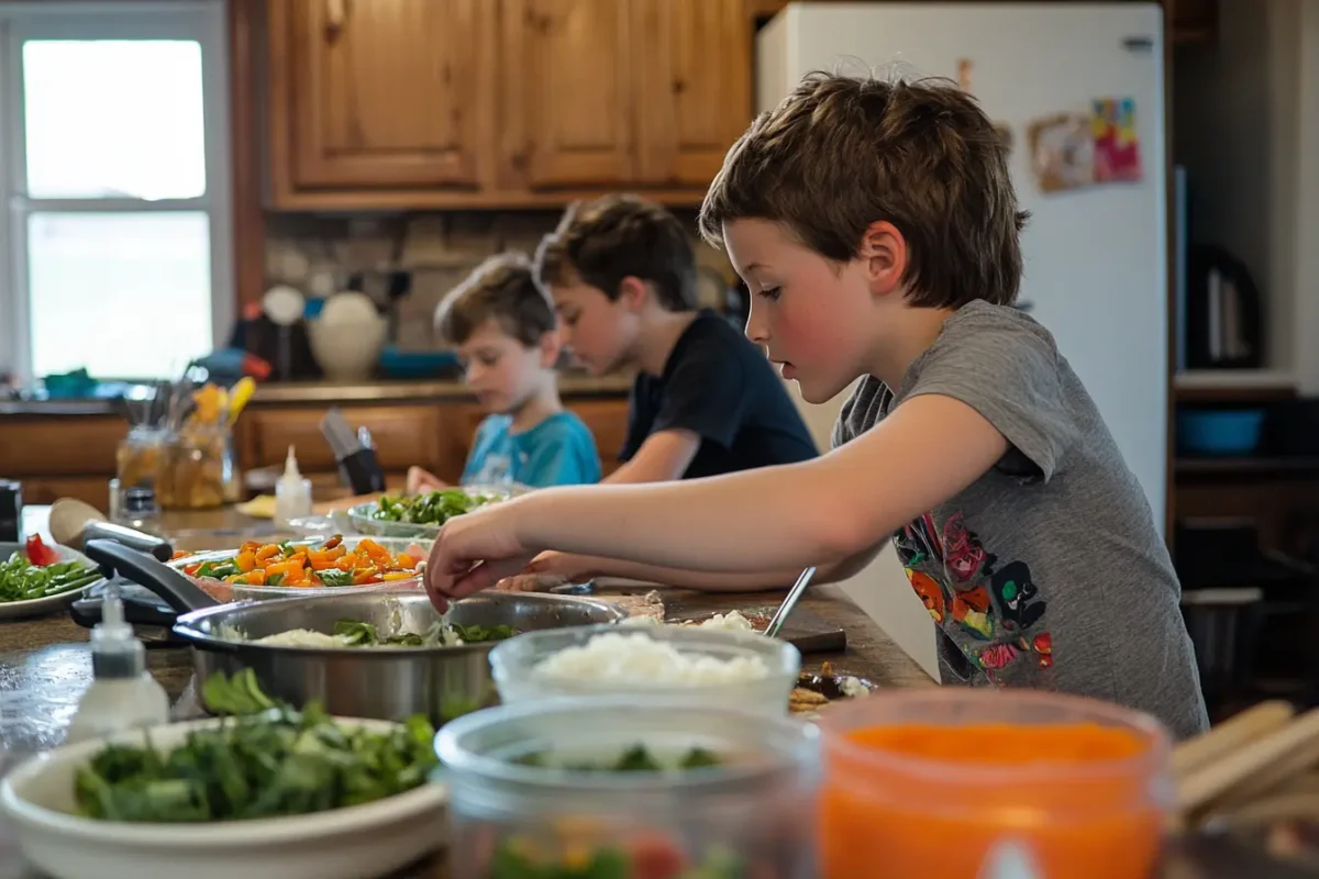 "Family bonding during meal prep strategies"