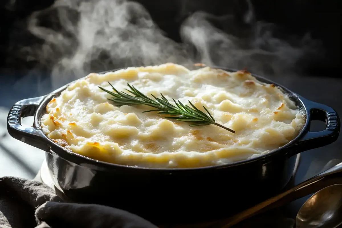 Shepherd's pie with a rich, flavorful filling made with a broth substitute.