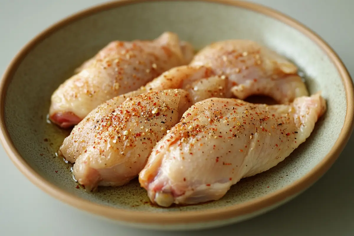 Seasoning chicken breasts for Marry Me Chicken