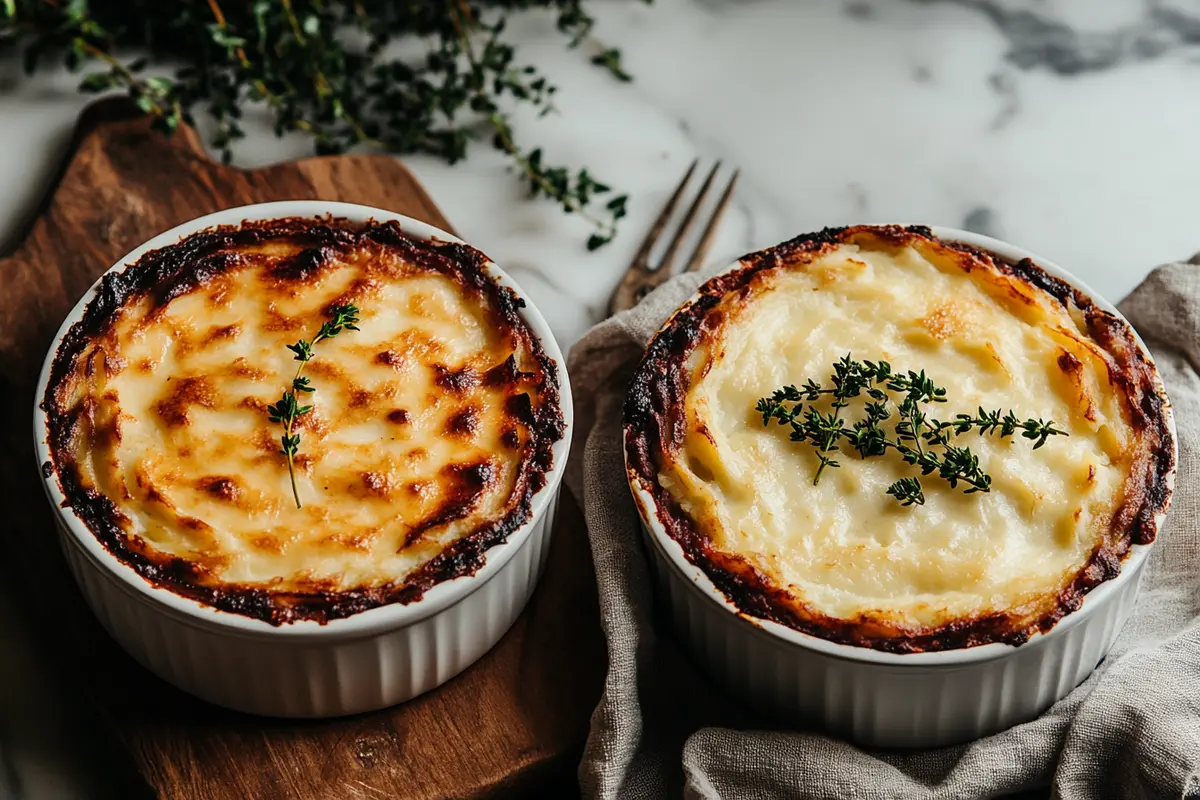 Cottage Pie vs Shepherd’s Pie topped with golden mashed potatoes