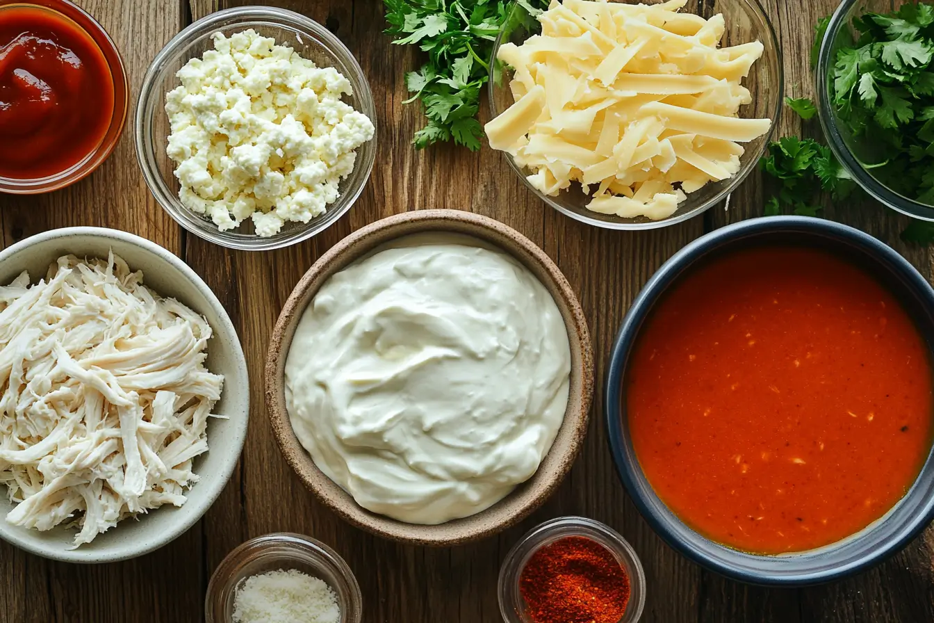 ngredients for high protein buffalo chicken dip
